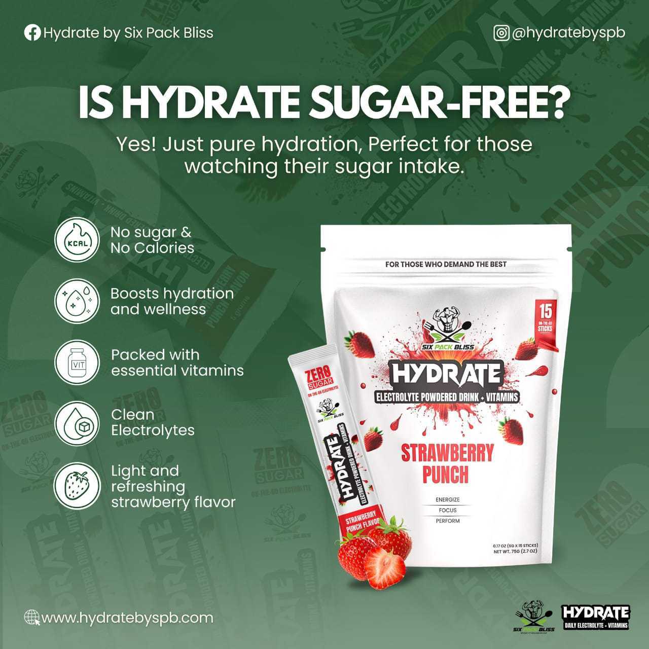 Hydrate by Six Pack Bliss (1 Pouch, 15 Servings)