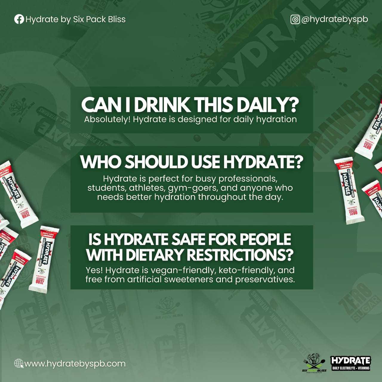 Hydrate by Six Pack Bliss (1 Pouch, 15 Servings)