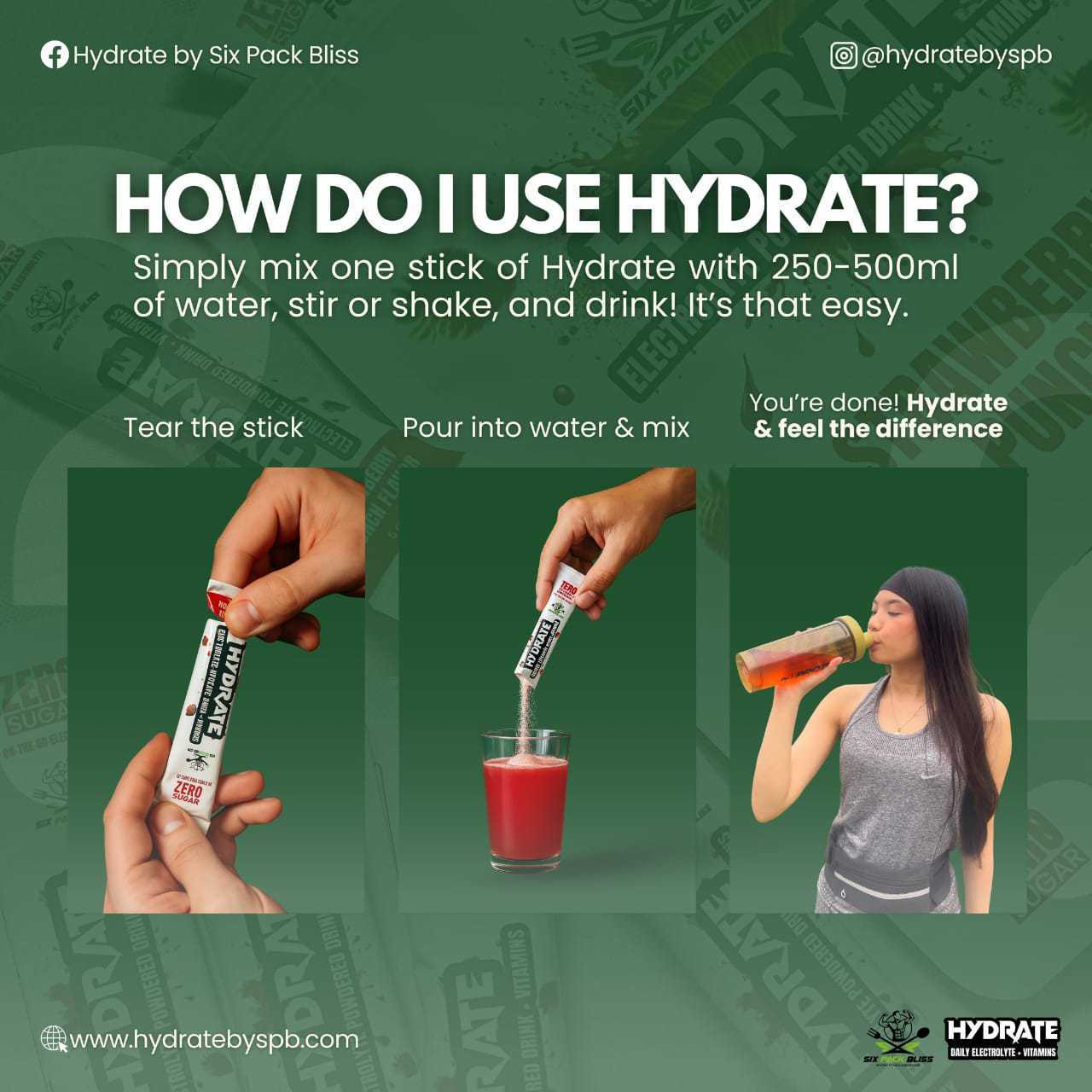 Hydrate by Six Pack Bliss (1 Pouch, 15 Servings)