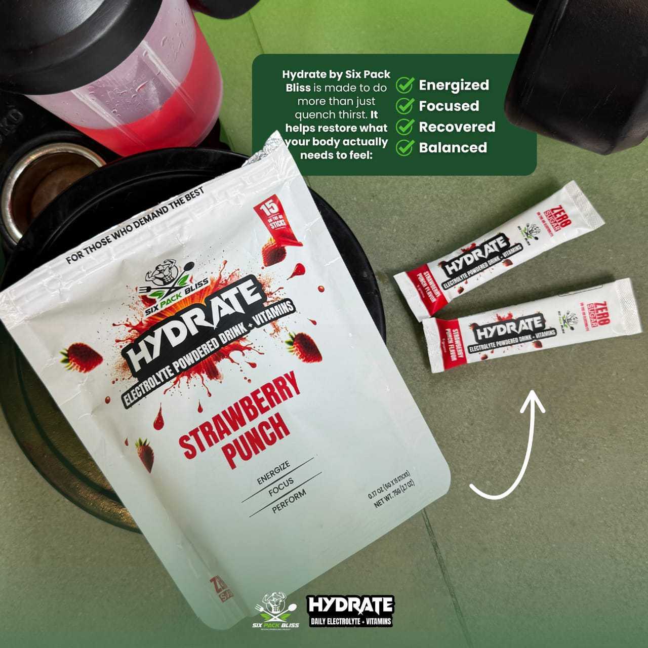 Hydrate by Six Pack Bliss (1 Pouch, 15 Servings)